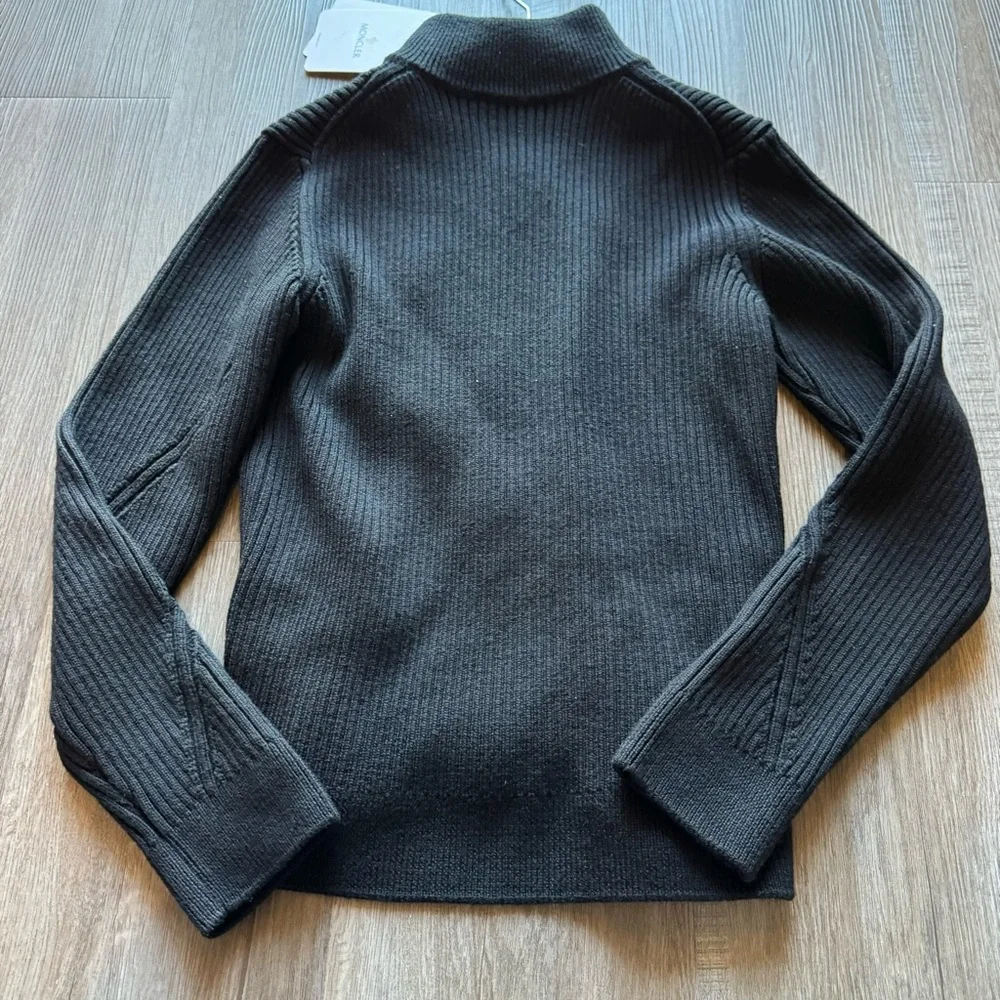 Moncler Cardigan Tricot Black Zip Up Sweater
